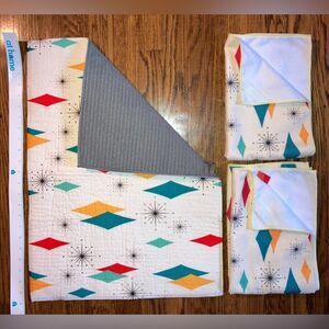 Starburst MCM 2 dish towels +1 dish mat excellent design